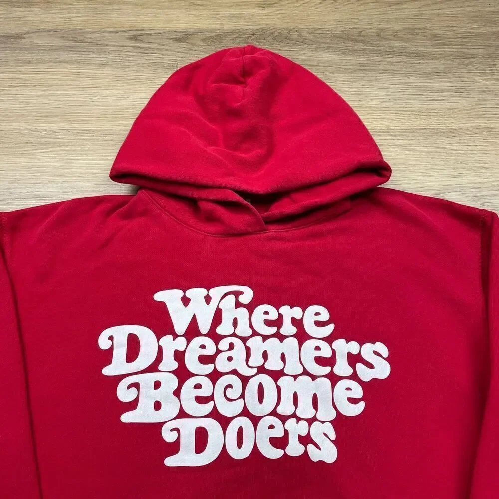 Uniqlo Hoodie Mens Extra Small Red Verdy Where Dreamers Become Doers Cotton